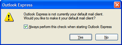 Outlook Express is not your default mail client