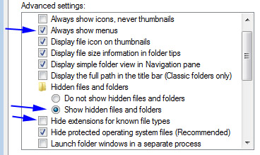 Folder options